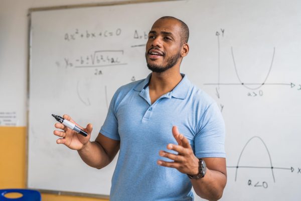 Math teacher in the classroom